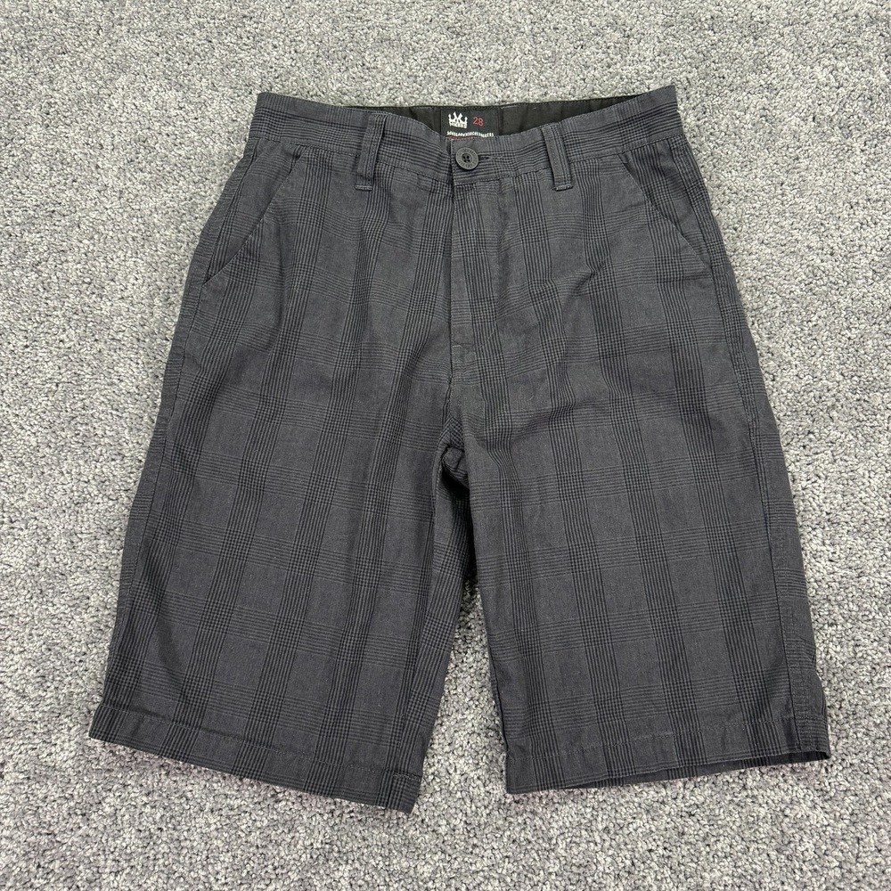 Micros Shorts Mens 28 Gray Plaid Chino Casual Pockets Skate Streetwear Summer